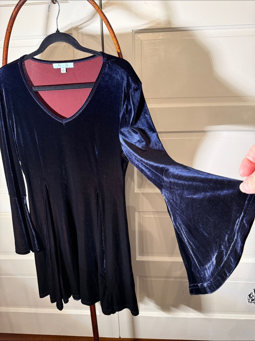 Velvet Bell Sleeve Dress Goth Witchy Dark Academia Whimsy Goth L